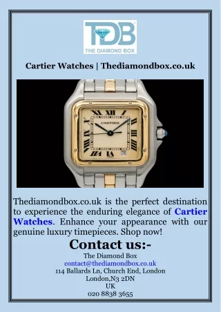 Cartier Watches  Thediamondbox.co.uk