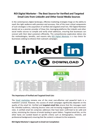 Roi Digital Marketer - Verified Email Lists from All Social Media Sources