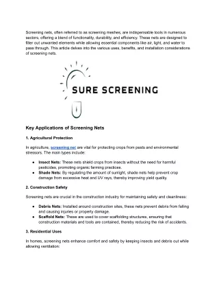 The Versatility and Advantages of Screening Nets_ An In-Depth Look