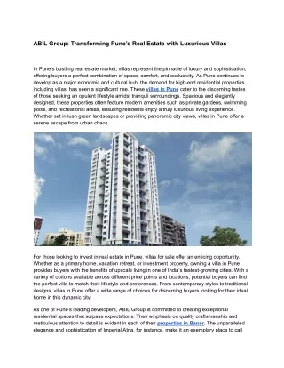 ABIL Group_ Transforming Pune’s Real Estate with Luxurious Villas