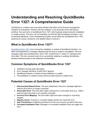 understanding and resolving quickbooks error 1327