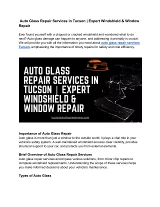 Auto Glass Repair Services in Tucson _ Expert Windshield & Window Repair