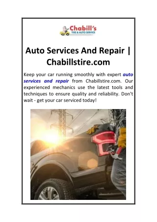 Auto Services And Repair  Chabillstire.com