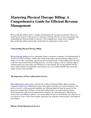 Mastering Physical Therapy Billing A Comprehensive Guide for Efficient Revenue Management