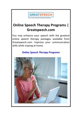 Online Speech Therapy Programs  Greatspeech.com