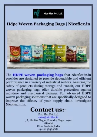 Hdpe Woven Packaging Bags  Nicoflex.in