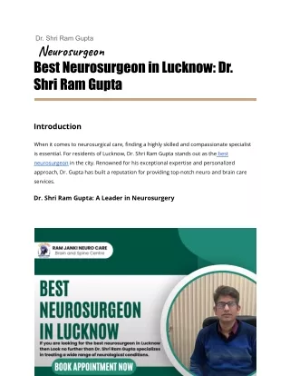 Best Neurosurgeon in Lucknow