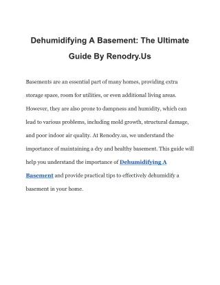 Dehumidifying A Basement_ The Ultimate Guide By Renodry