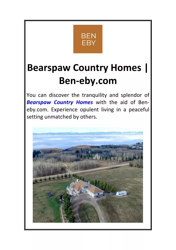 PPT - Bearspaw Country Homes Ben-eby.com PowerPoint Presentation, free ...