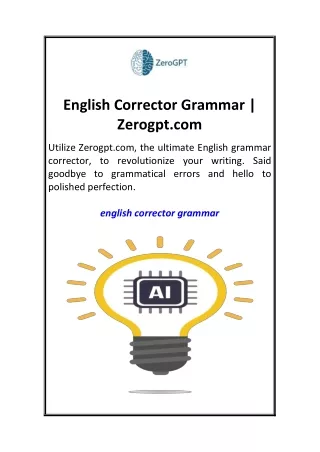 English Corrector Grammar  Zerogpt.com