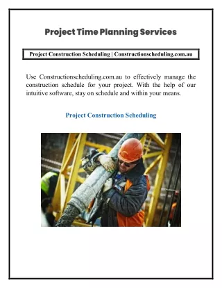 Project Construction Scheduling | Constructionscheduling.com.au