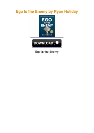 Ego Is the Enemy by Ryan Holiday