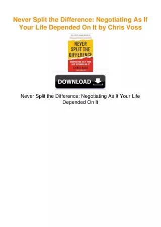Never Split the Difference: Negotiating As If Your Life Depended On It by