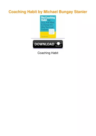 Coaching Habit by Michael Bungay Stanier
