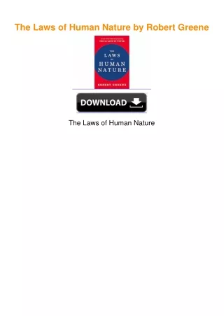 The Laws of Human Nature by Robert Greene