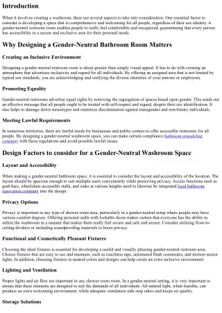 Creating a Gender-Neutral Washroom Room