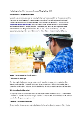 navigating the land site assessment process
