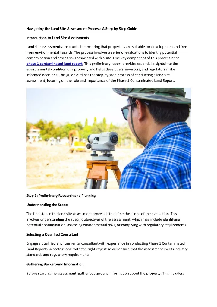 navigating the land site assessment process