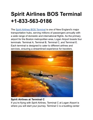 Spirit Airlines BOS Terminal  1-833-563-0186