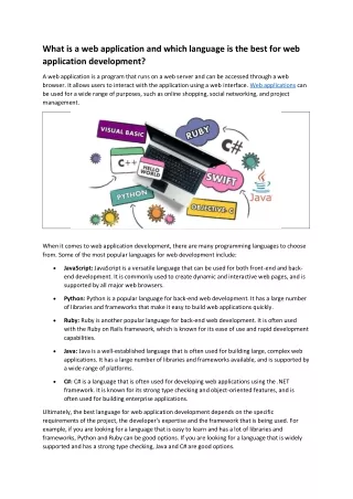 What is a web application and which language is the best for web application development
