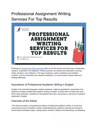 professional assignment writing services