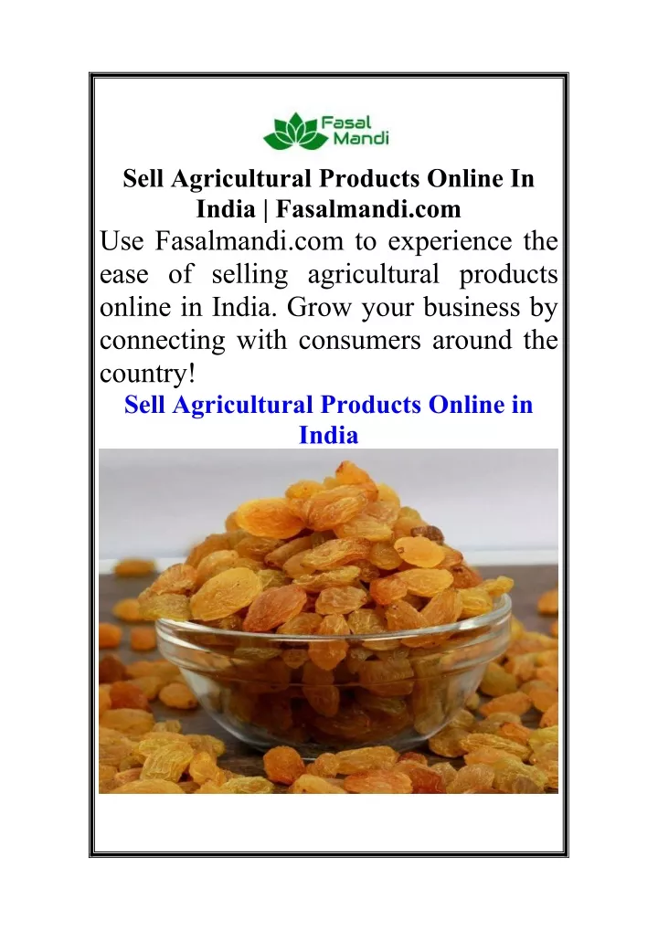 sell agricultural products online in india