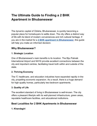 The Ultimate Guide to Finding a 2 BHK Apartment in Bhubaneswar