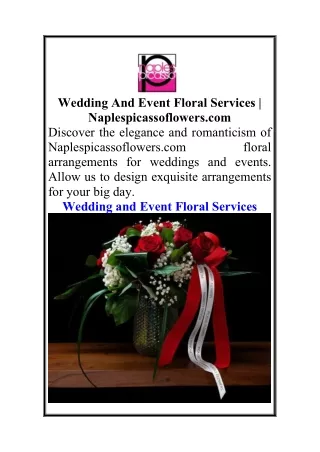 Wedding And Event Floral Services  Naplespicassoflowers.com
