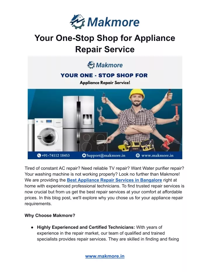 your one stop shop for appliance repair service