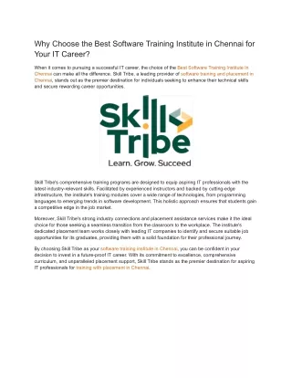 why choose the best software training institute