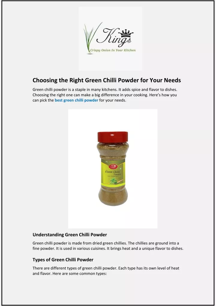 choosing the right green chilli powder for your