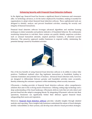 enhancing security with financial fraud detection