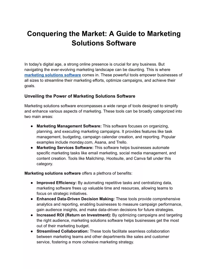 PPT - Conquering the Market_ A Guide to Marketing Solutions Software ...