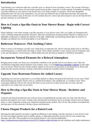 Just how to Develop a Spa-like Sanctuary in Your Bathroom