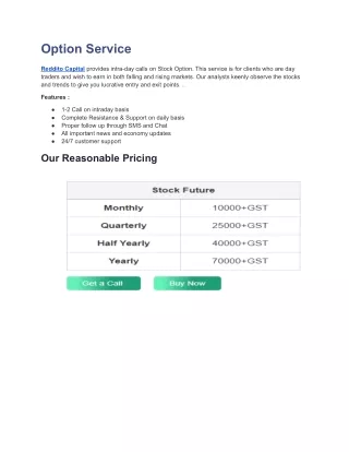 Intraday Stock Options Services