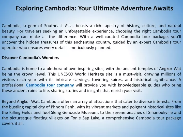 exploring cambodia your ultimate adventure awaits