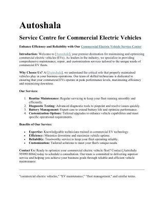 Service Centre for Commercial Electric Vehicles...3