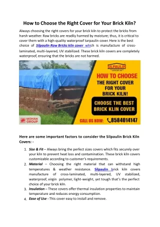 How to Choose the Right Cover for Your Brick Kiln