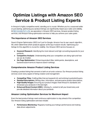 optimize listings with amazon seo service product listing experts