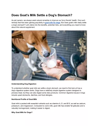 Goat Milk for Dogs: A Natural Remedy for Digestive Health