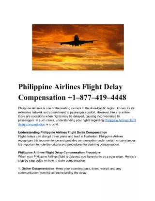 Philippine Airlines Flight Delay Compensation