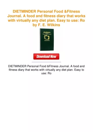 DIETMINDER Personal Food & Fitness Journal. A food and fitness diary that