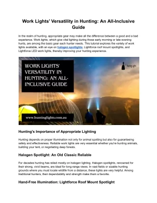 Work Lights' Versatility in Hunting_ An All-Inclusive Guide