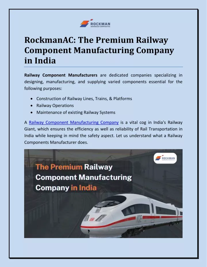 rockmanac the premium railway component