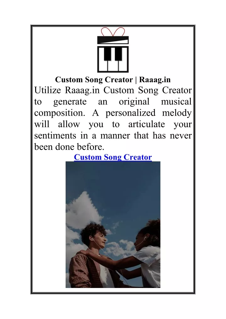 custom song creator raaag in utilize raaag