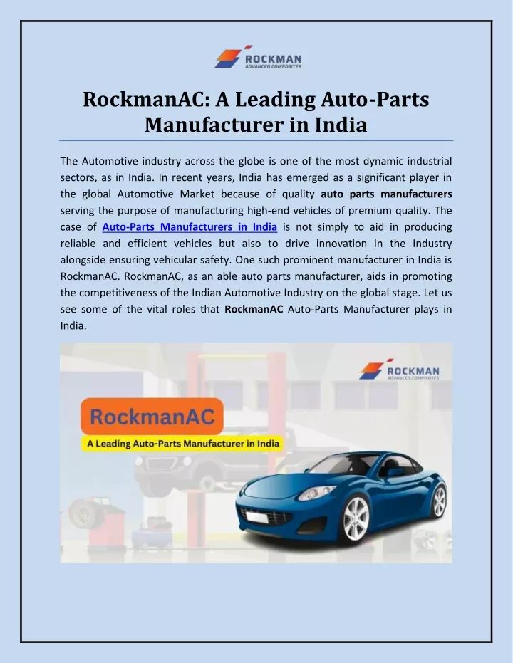 rockmanac a leading auto parts manufacturer