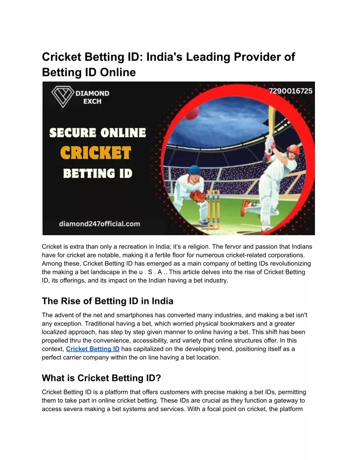 cricket betting id india s leading provider