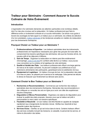 traiteur pour s minaire comment assurer le succ