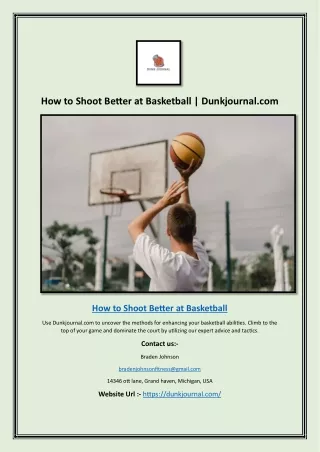 How to Shoot Better at Basketball  |  Dunkjournal.com