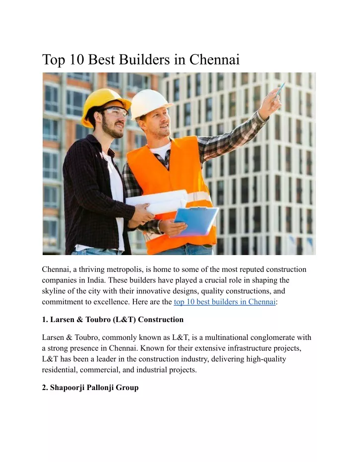 top 10 best builders in chennai